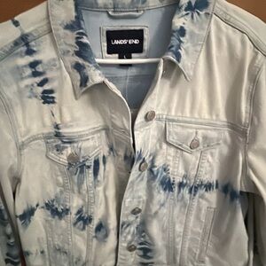 Lands' End Artistic Blue and White Jean Jacket